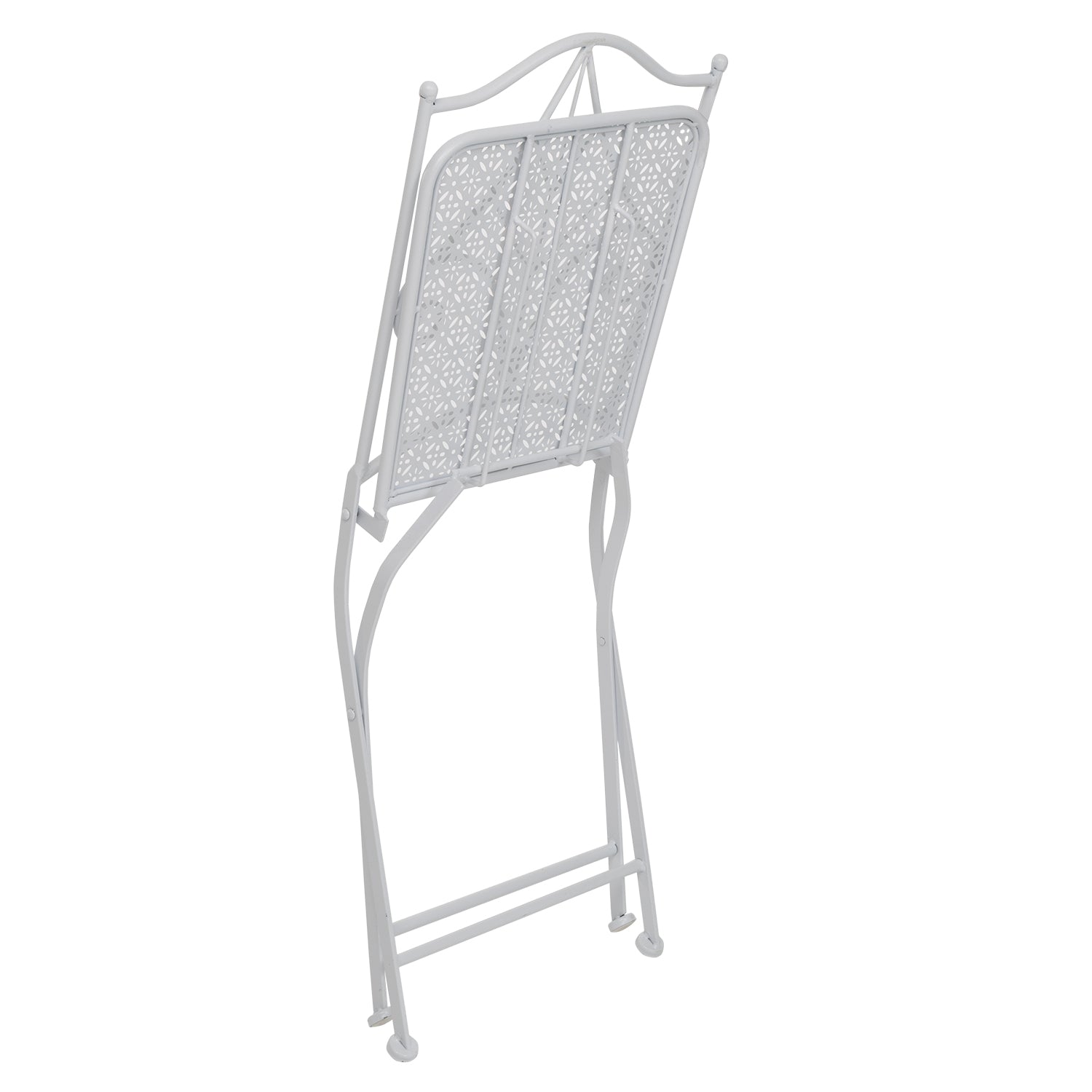 VESTIAMO CASA GIARDINO - Set giardino Bistrot tavolo rotondo 60 cm e 2 sedie pieghevoli in metallo Bianco Stile Liberty